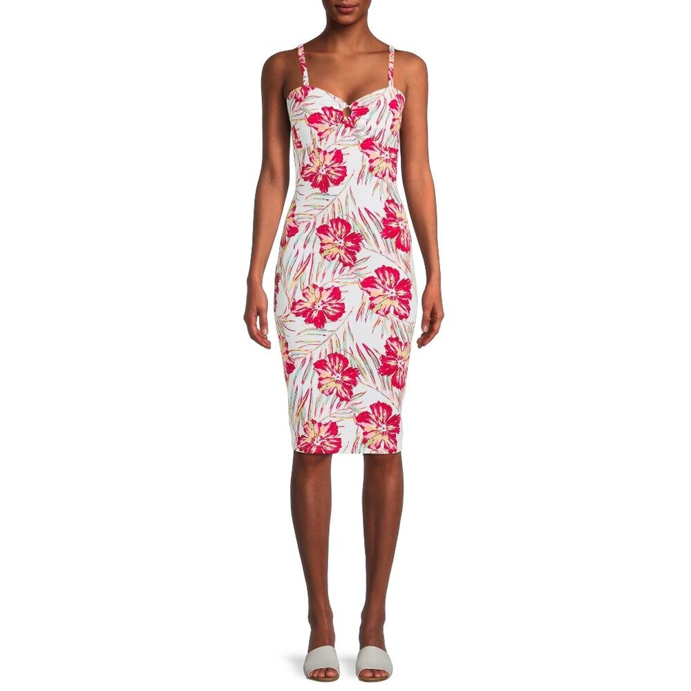 No Boundaries Floral Bodycon Dress Size XS (1) Tropical Summer Stretchy Casual